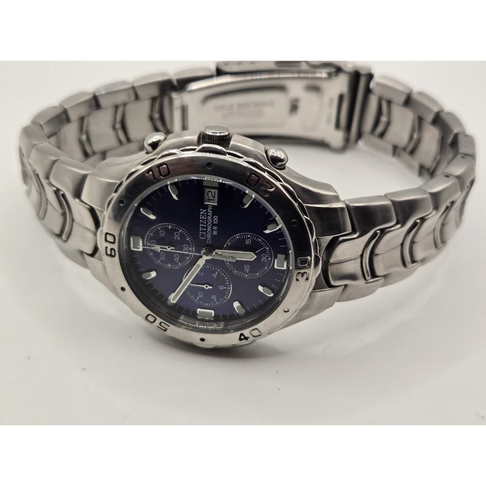 Citizen Chronograph 42mm Watch 0510-S92294 GN-4-S. New Battery. 8.5+" Band - Picture 7 of 10
